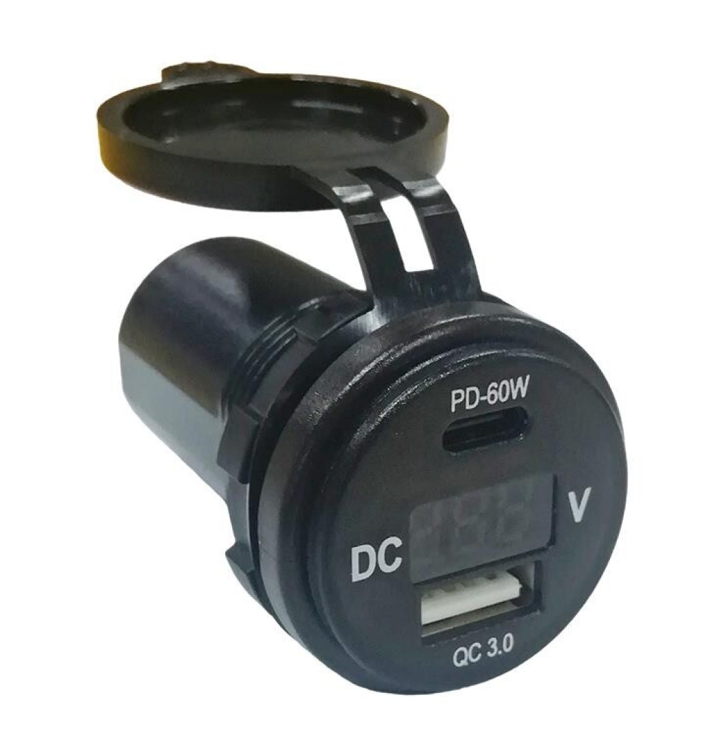 USB%20+%20Type-C%20+%20Voltmetre%2012-24V%20Şarj%20Soketi